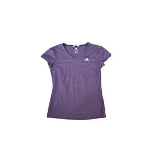 Adidas Purple Climalite Short Sleeve V Neck Tee Top